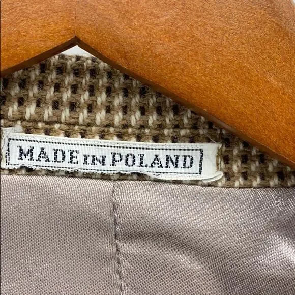 Vintage made in Poland herringbone wool blazer grandpacore academia professor